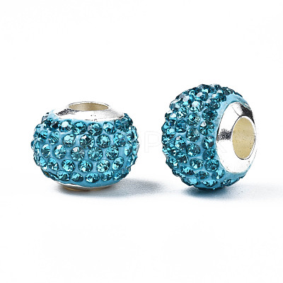 Handmade Polymer Clay Rhinestone European Beads RB-N053-001-06-1