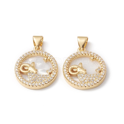Rack Plating Brass Shell Pendants KK-D087-25G-02-1