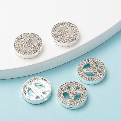 Peace Sign Alloy Crystal Rhinestone Beads LS-RB-J451-01S-1