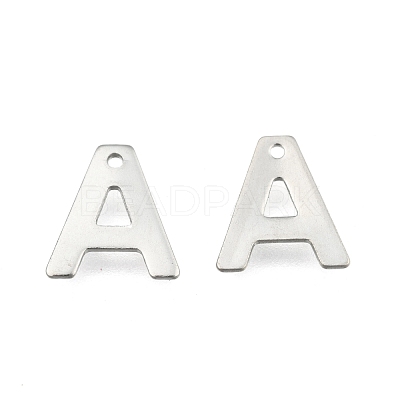 Tarnish Resistant 304 Stainless Steel Alphabet Charms STAS-O073-01-1