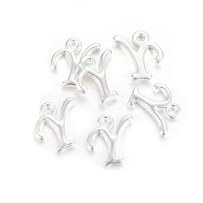 Silver Color Plated Alloy Letter Pendants PALLOY-J718-01S-Y-1