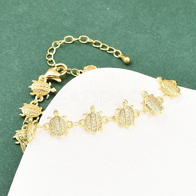 Brass Micro Pave Clear Cubic Zirconia Link Chain Bracelets for Women BJEW-A090-11A-G-1