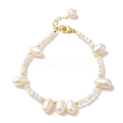 Natural Pearl & Shell Beaded Bracelets BJEW-C051-19G-1