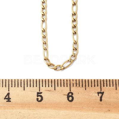Ion Plating(IP) 304 Stainless Steel Figaro Chain Necklaces STAS-K168-02G-1