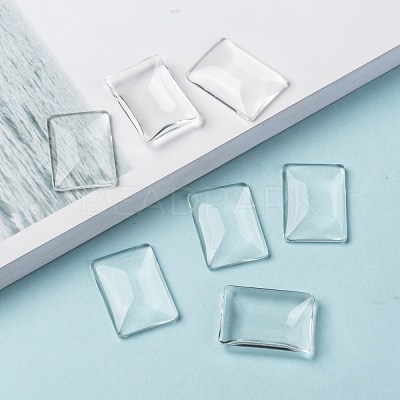 Transparent Rectangle Glass Cabochons GGLA-R025-25x18-1