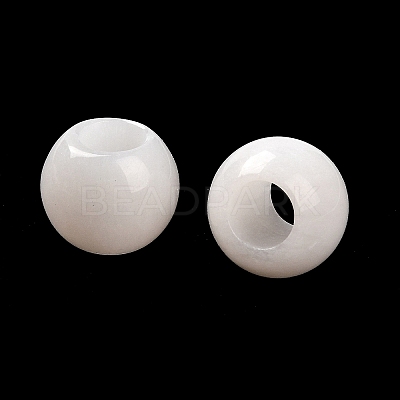 Natural White Jade European Beads G-R488-01H-1