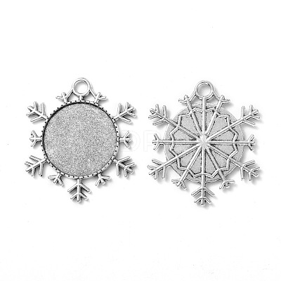 Christmas Ornaments Alloy Snowflake Pendant Cabochon Settings X-TIBEP-O006-29AS-1