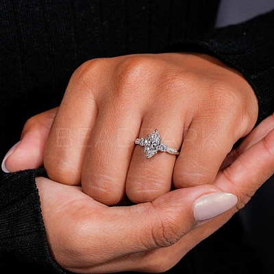 Brass Micro Pave Clear Cubic Zirconia Finger Rings FS-WG5249E-05-1