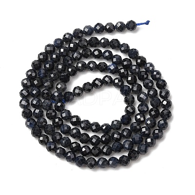 Natural Black Sapphire Beads Strands G-P625-3mm-01-1