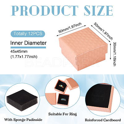 Rhombus Textured Cardboard Ring Gift Storage Boxes CON-TAC0001-07B-1