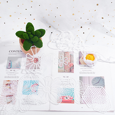 40pcs 10 styles Flower & Butterfly & Hexagon Plastic Mesh Canvas Sheets DIY-WR0003-49-1