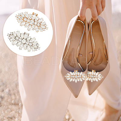 4Pcs 2 Colors Alloy Crystal Rhinestone Shoe Decoration AJEW-PH0004-48-1