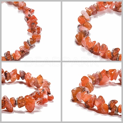 Carnelian(Dyed) Chips Stretch Bracelets BJEW-JB01308-04-1