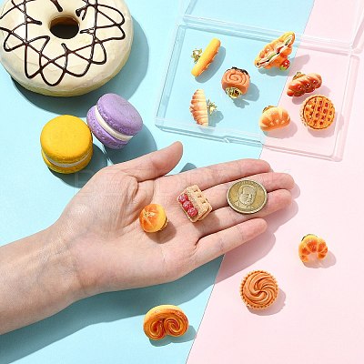 12Pcs 12 Styles Cute Food Themed Resin Pins JEWB-CJ0003-12-1
