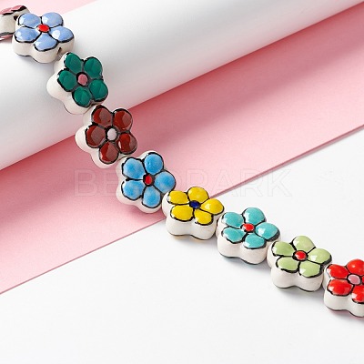 Handmade Porcelain Flower Beads Strands PORC-F003-01D-1