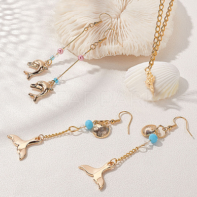 Ocean Theme Brass Pendants KK-SC0001-54G-1