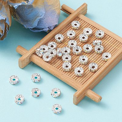 Brass Rhinestone Spacer Beads RB-YW0001-04D-02S-1