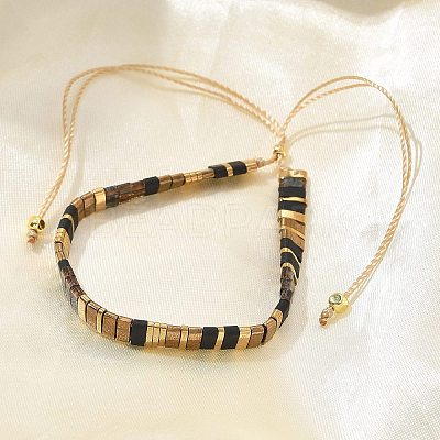 Vintage Ethnic Style Adjustable Glass Tila Beaded Handmade Slider Bracelets for Women ZN9527-12-1