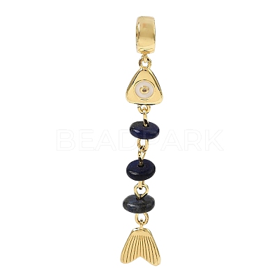 Brass Pave Cubic Zirconia Clear Cubic Zirconia & Natural Lapis Lazuli & Enamel European Dangle Charms GG-CBA3401-01G-B06-1