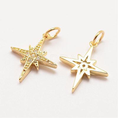 Brass Micro Pave Grade AAA Cubic Zirconia Pendants ZIRC-G090-05G-NR-1