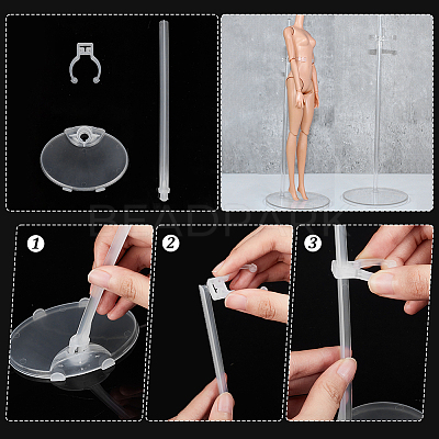 Transparent Plastic Adjustable Doll Standing Bracket AJEW-WH0312-72-1