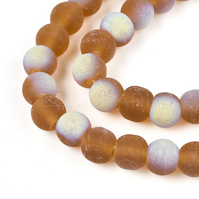 Frosted Transparent Glass Beads Strands GLAA-T032-T6mm-MBB23-1