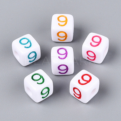 Opaque Acrylic European Large Hole Beads SACR-N020-01A-10-1