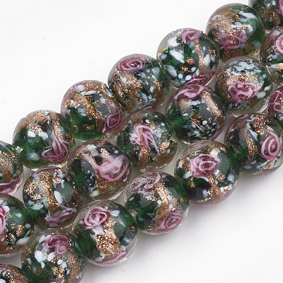 Handmade Gold Sand Lampwork Beads LAMP-T006-08C-1