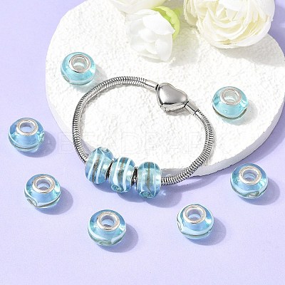 Rondelle Handmade Gold Sand Lampwork European Large Hole Beads X-LPDL-R007-07B-1