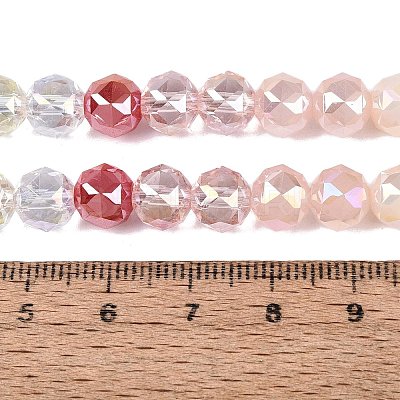 Electroplate Imitation Jade & Opaque & Transparent Glass Beads Strands EGLA-Q135-8MM-A14-1