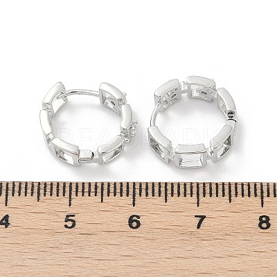 Brass Clear Cubic Zirconia Hoop Earrings EJEW-Q016-02P-1