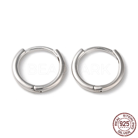 Rhodium Plated 925 Sterling Silver Huggie Hoop Earrings STER-D016-03C-P-1