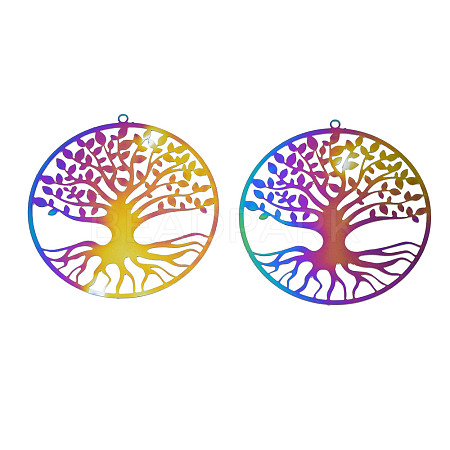 Ion Plating(IP) 201 Stainless Steel Filigree Pendants STAS-S118-073-1