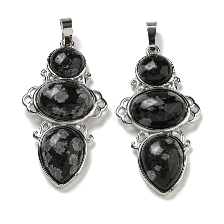 Natural Snowflake Obsidian Pendants G-Q158-04C-1