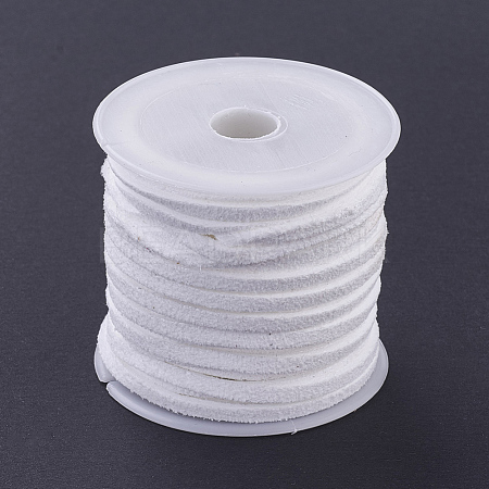 3x1.5mm White Flat Faux Suede Cord X-LW-R003-21-1