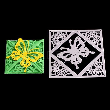 Square with Butterfly Frame Carbon Steel Cutting Dies Stencils DIY-F028-08-1