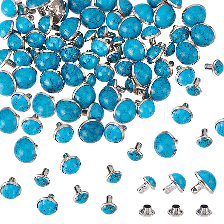 150 Sets 3 Style Plastic Imitation Turquoise Garment Rivets FIND-WR0007-54-1