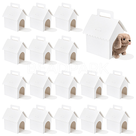 House Shaped Cardboard Paper Pet Gift Boxes with Handles and Window CON-WH0107-108-1