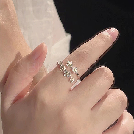 Flower Adjustable Alloy Cuff Open Rings for Women FS-WG7F53A-02-1