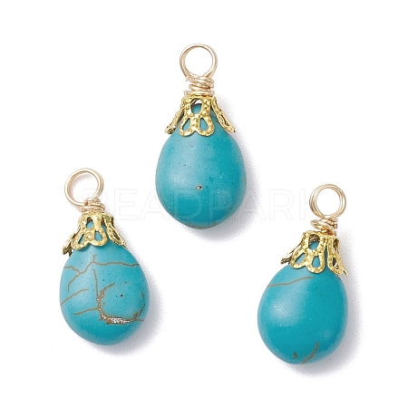 Dyed Synthetic Turquoise Pendants PALLOY-JF04355-01-1