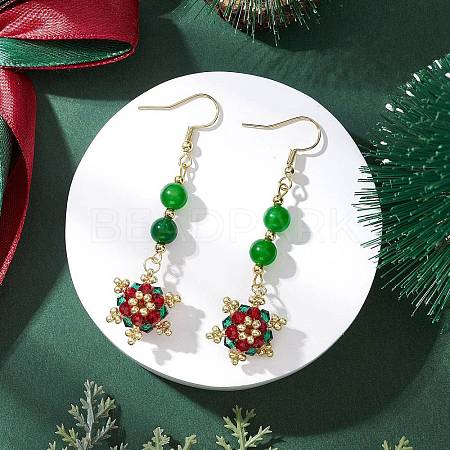 Glass Seed Beads Dangle Earrings EJEW-MZ00502-1