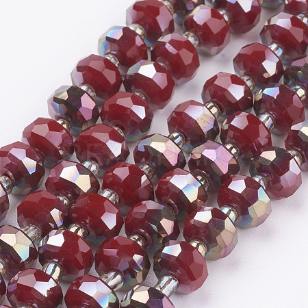 Electroplate Opaque Glass Beads Strands X-EGLA-E051-HR8mm-A01-1
