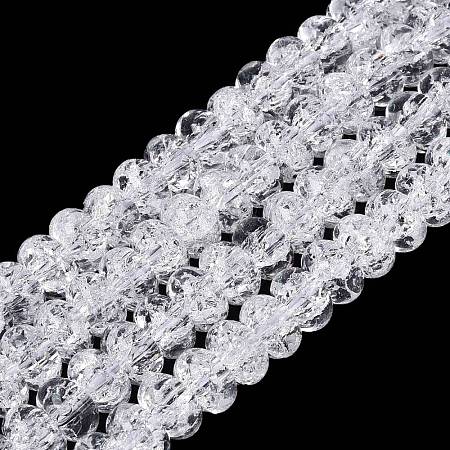 Crackle Transparent Glass Beads Strands GLAA-N069-02A-10-1