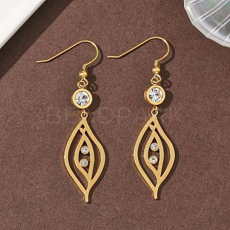 304 Stainless Steel Leaf Dangle Earrings EJEW-Z129-13G-1