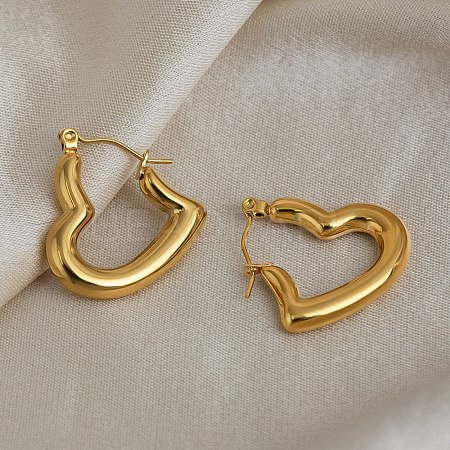 Valentine's Day 304 Stainless Steel Hoop Earrings EJEW-P345-04G-1