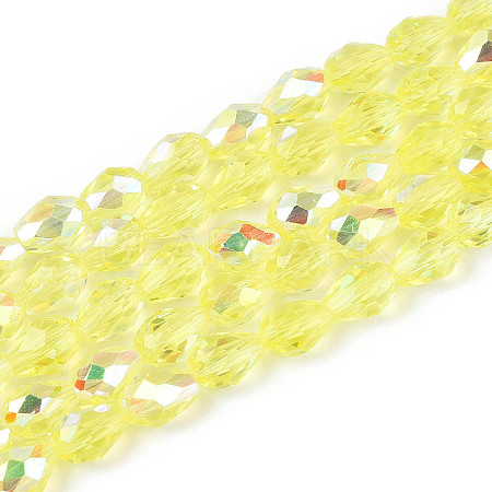 Transparent Electroplate Glass Beads Strands LS-EGLA-N023-6x8mm-A02-1