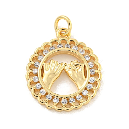 Brass Micro Pave Clear Cubic Zirconia Pendants KK-U007-01G-06-1