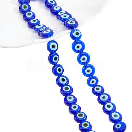  Handmade Evil Eye Lampwork Beads Strands LAMP-NB0001-60B-01-1