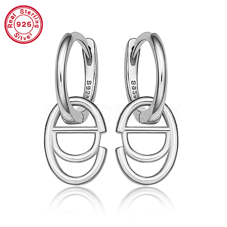 Rhodium Plated Platinum 925 Sterling Silver Hoop Earrings ZC9557-6-1