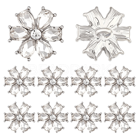 10Pcs 1-Hole Alloy Shank Buttons BUTT-MA0001-10B-1